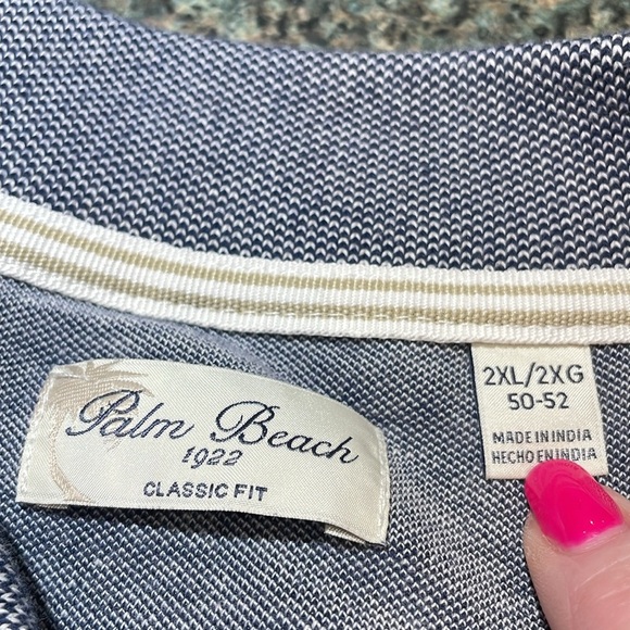 Palm Beach 2XL Classic Fit Blue and white 3 button golf polo shirt - Picture 8 of 10